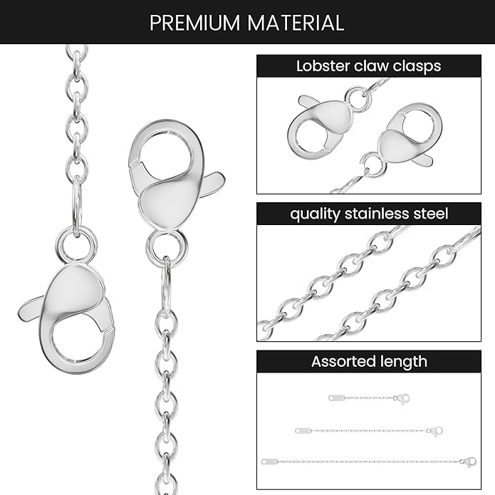 Bonison 3 Pcs Necklace Extender Set, Stainless Steel Silver Chain Extenders 2 4 6 Inch, Adjustable Necklace Bracelet Anklet Extension for Women, Jewelry Making Supplies - Image 3